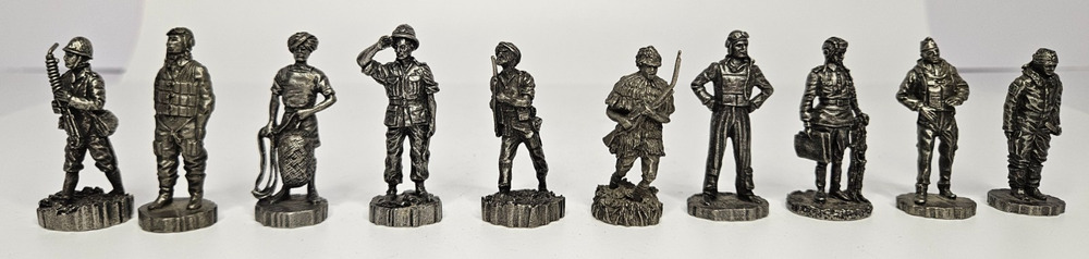 Fighting Men of World War 2 TEN Pewter Figures Franklin Mint Vintage Collection